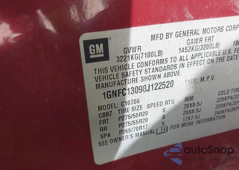 2008 Chevrolet Tahoe Lt z USA, uszkodzony, nr VIN 1GNFC13098J122520